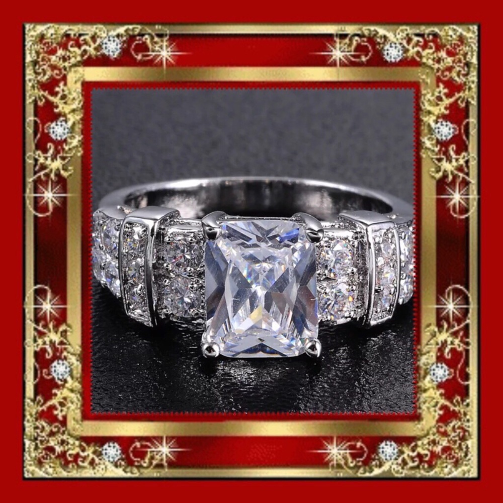 2X HP 🎉 4 Ct White Sapphire Ring 10kt Gold…